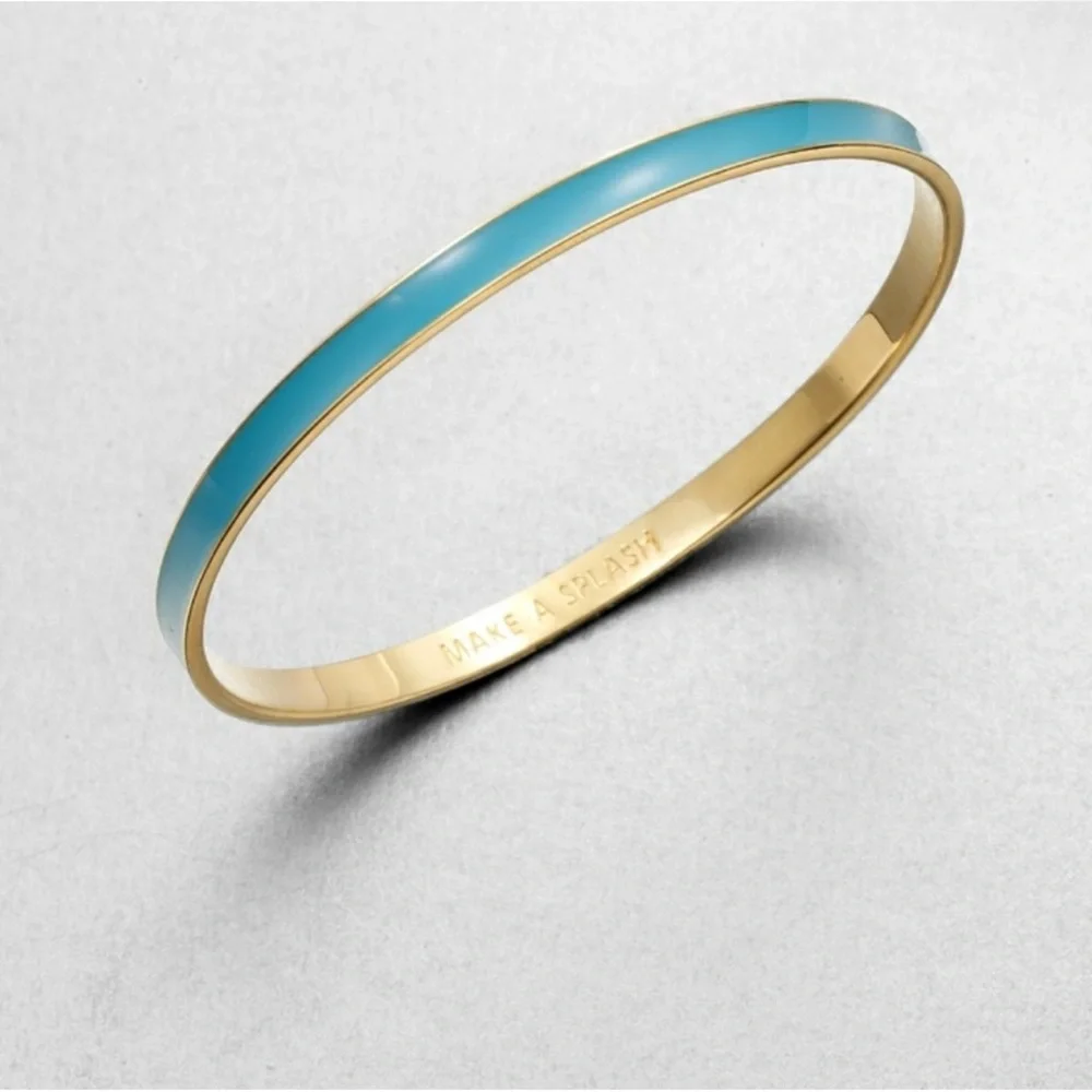 Kate Spade “Make a Splash” Idiom Bangle Bracelet Turquoise Enamel Gold Tone